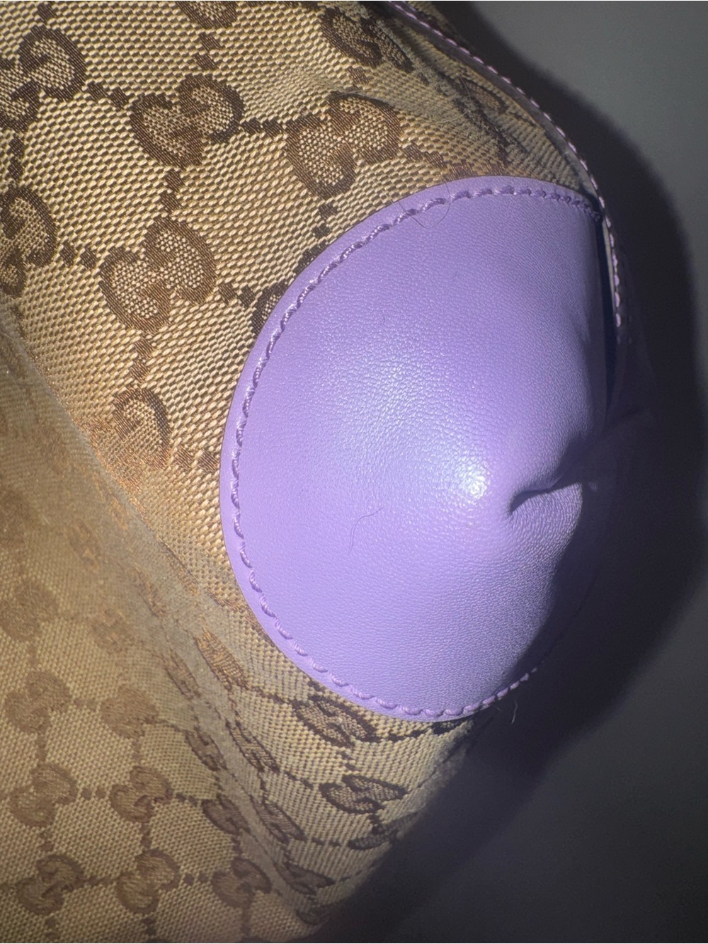 Gucci Beige GG Canvas Tote with Lavender Trim - Picture 6 of 16